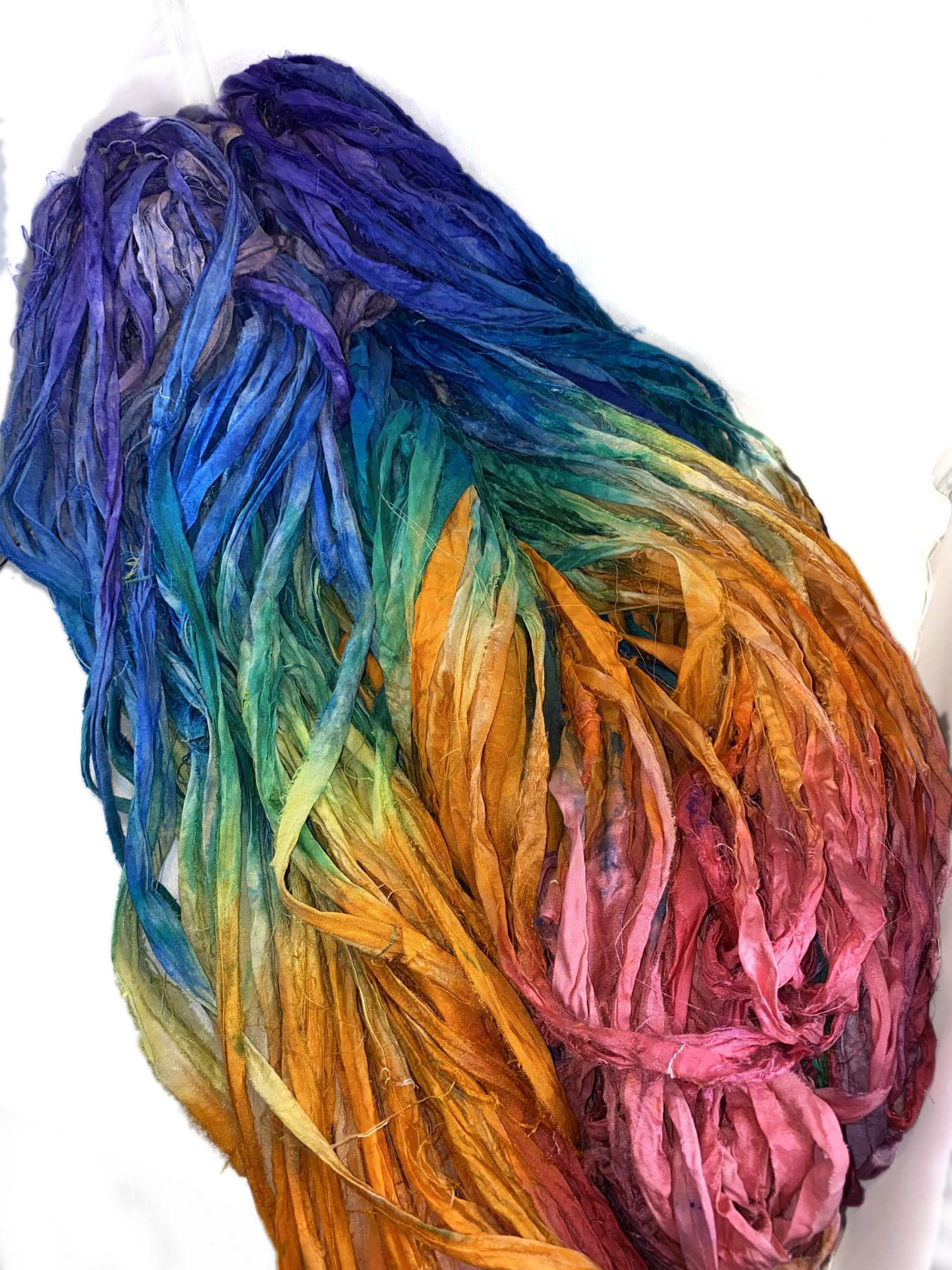 Watercolor Rainbow Sari Silk Ribbon - Nangellini Nangellini