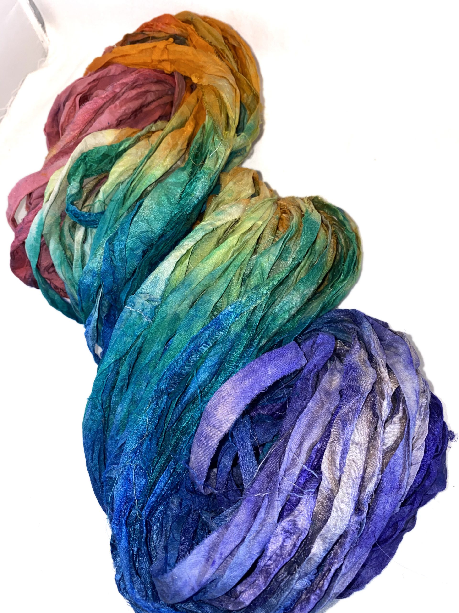 Watercolor Rainbow Sari Silk Ribbon - Nangellini Nangellini